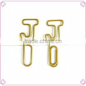 Hight quality promotional gifts custom letter J shape paper clips