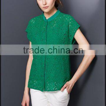 The new model fashion ladies elegant hollow out bud short sleeves shirt lace blouse for women bangkok