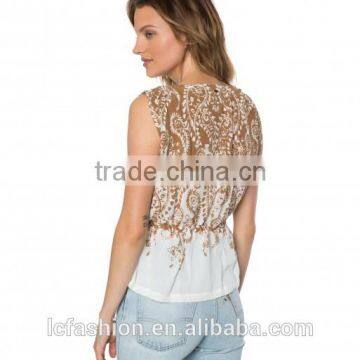 Wholesale Women Clothing Sleeveless V-neck Printed Sexy Top 2017 photo-2