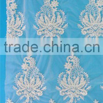 Factory directly sell lace embroidery stone fabric for wedding dress