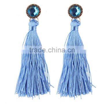 Bohemian Jewelry Big Crystal Gems With Tassel Drop Earrings for Women photo-3