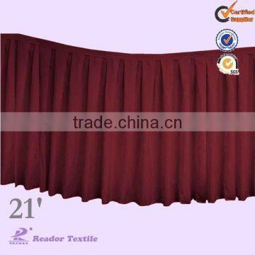 21' Burgundy polyester table skirting designs