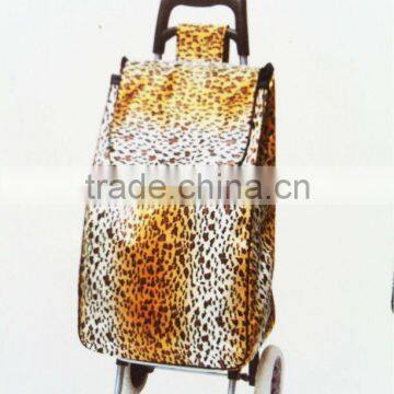 Folding shopping car with animal print