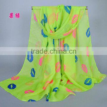 2017 2018 Hot Selling Fashionable Lightweight Women Spring Summer Lip Printed Scarf photo-5