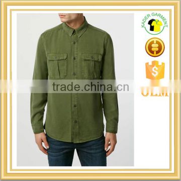 man green pocket shirt long sleeve flannel shirt