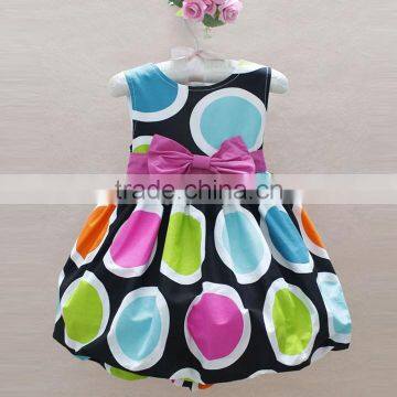 HOT Children Bowknot Colorful Big Polka Dots Party Dresses for 3 Year Old Girl photo-2