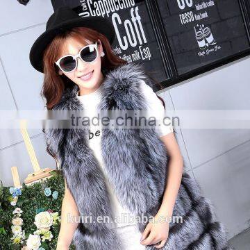 2016 Luxury Real Fox Fur Vest Waistcoat Autumn Winter Genuine Women Fur Gilet Outerwear Coats Lady X-Long Overcoat photo-6