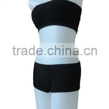 Nice Quality New Style Seamless Woman Underwear Ladies One Piece Bandeau Bra w Removable Cup Pad & Boxer photo-2