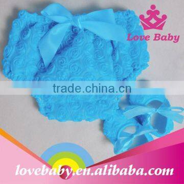 2015 New Arrival Hottest Selling Rosette Baby Infant Cotton Bloomer With Shoes Set photo-5