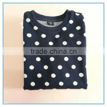 Wholesale 100% Cotton Girls Dot t Shirt Navy Background White Dot t Shirt Children Casual Wear photo-3