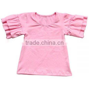 High quality 100% cotton baby clothes ruffle solid color girls toddler birthday shirts