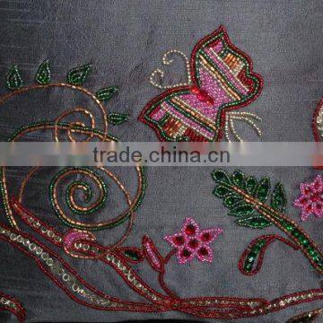 Grey Decorative Pillow With Butterfly Embroidery, Throw Pillow, Sequins & Bead Embroidery Pillow, Grey Home DECOR photo-3