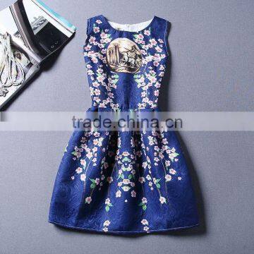 Women Fashion Retro Summer Floral Print Cocktail Party Dress photo-4