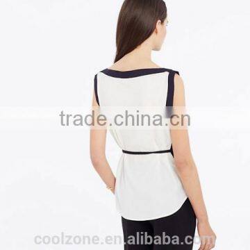 New Arrival Hot Selling Sleeveless High Neck Models Chiffon Blouse photo-4