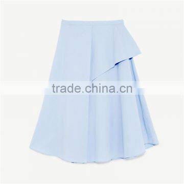 2017 OEM Spring Pure Wathet Blue Layered Long High Waisted Skirts photo-6
