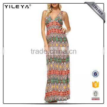 Pattern Printed Latest Fashion Maxi Dresses for Ladies,summer Hippie Clothing Cotton Boho Maxi Dress photo-3