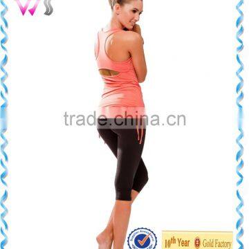 OEM Ladies Fitness Orange Yoga Tank Top Women Gym Sports Wear photo-2