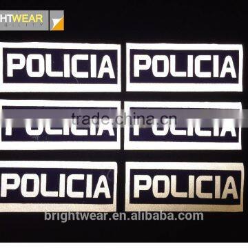 Relfective Policia With Blue Printing Reflective Letter be Heated on Vest for Spain Market photo-5