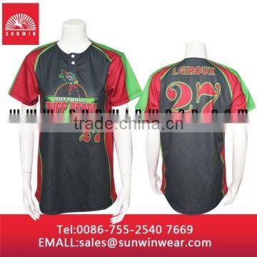 OEM fashionable button front polyester short sleeve sublimation men baseball jerseys