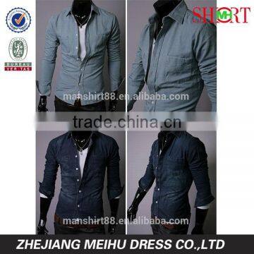 2016 latest slim fit designer washed denim shirt