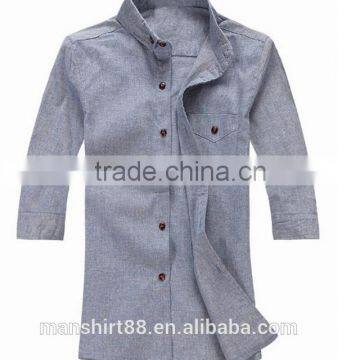 Men Dress Shirts Cotton Fabric Fashion Three-quarter Sleeve Men Shirt photo-4