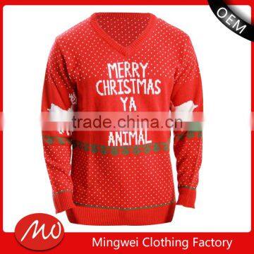 Man basic letter print argyle ugly christmas sweater knitting pattern for wholesale