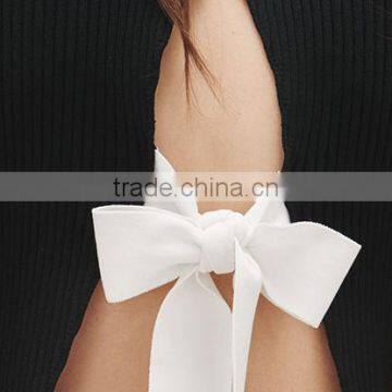 Wholesale New Design Women Stylish Knitted Sexy Backless Pullover Sweater With Tie Bow photo-4