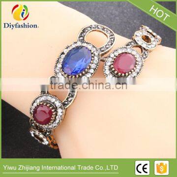 Antique Gold Vintage Bangles Bracelets Female Accessories Fashion Turkish Jewelry Metal Resin Bracelet photo-2