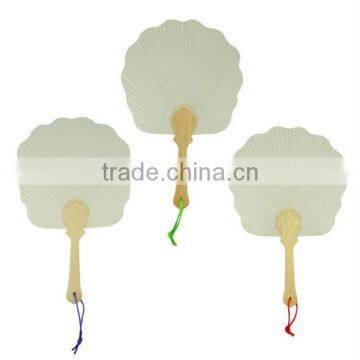 Promotional Gift PVC Plastic Fan with Wood Holder,Simple Plastic Handheld Fans
