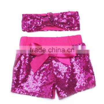 Girls Sequin Shorts SET Girls Birthday Shorts Baby Shorts and Headband photo-4