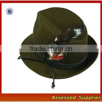 Wholesale High Quality Traditional Oktoberfest Wool Bavarian German Hat with Feather for Oktoberfest Festival