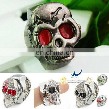 Fashion Skull Watch Finger Ring Clock