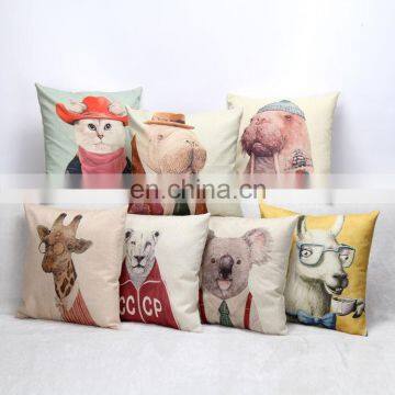 Mr Animals Cushhion Cover Linen Pillow