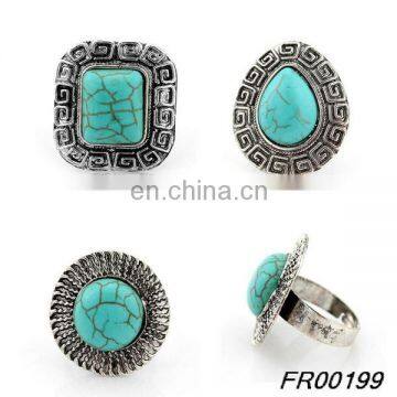 New design Top selling Charming Popular Turquoise Ring full finger Alloy ring