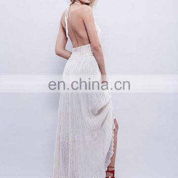 High Qaulity Lace Trim Cotton Gauze Maxi Dress ,fashion Woman Cotton Party Dress photo-4