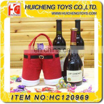 18 CM high quality fashion Christmas Santa pants wine bag for sale christmas red wine bag