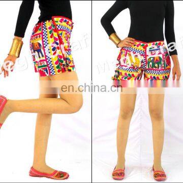 Traditional Indian Shorts- Handmade Banjara style Short- Kutchi Embroidered Style Shorts-Bohemian Gypsy Shorts