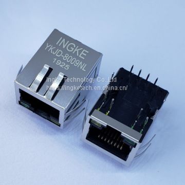 Ingke YKJD-8009NL Direct Substitute HFJ11-2450E-LS12RL 1 Port Through Hole 100 Base-T Magnetic RJ45 Connectors