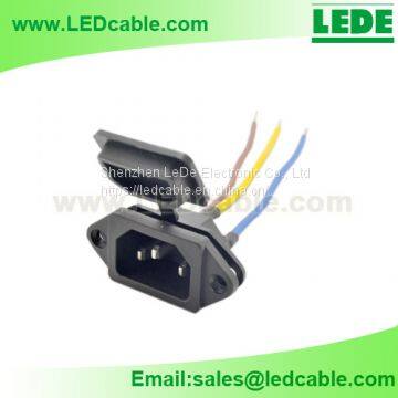IEC Power Socket With Waterproof Cap Wire Harness