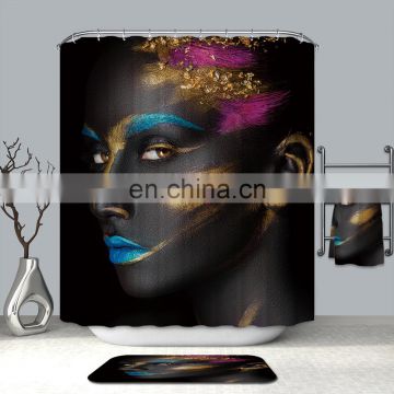 Finely processed polyester fabric african american print shower curtain