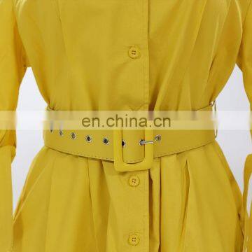 LAITE D2150 Autumn Women Causal Dresses Ladies Solid Color Short Sleeve Casual Dress With Belt photo-4