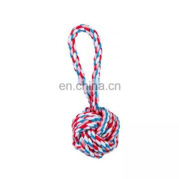 Environmentally friendly handmade pet dogs cotton rope toys dog rope ball throw