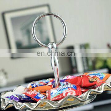 Custom Royal Style Restaurant Decor Three-tier Cake Fruit Stand Silver-plated Ceramic Dining Table Decoration