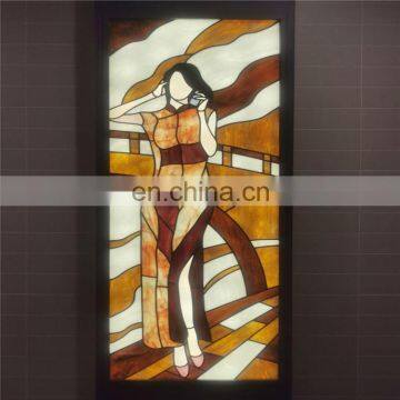 Stained Glass Window Tempered Toughened Digital Printing Dome Custom Bevels Edge Privacy Printed Glass Panel Bathroom Suppliers