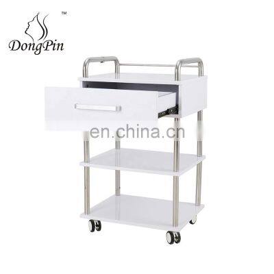 White Stainless Steel Lockable Salon Trolley Trolley Carts for Beauty Salon