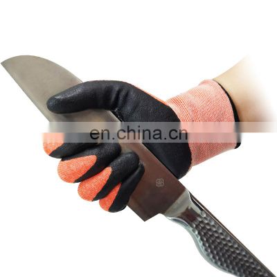 Hot selling 15G A5 Cut Resistant Gloves Foam Nitrile on Palm with Reinforced on Thumb Crotch work safety garden glove