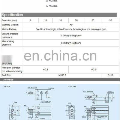 CDU Double Acting Single Rod Free Mounting Air Cylinder Pneumatic CDU32-5 CDU32-10 CDU32-15 CDU32-20 CDU32-25 CDU32-30 photo-5