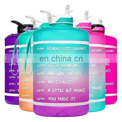 2021 popular wholesale half gallon 64oz large capacity outdoor sports handle portable time marker BPA free fitness bottle