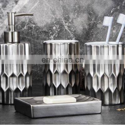 Special Surface Ceramic Bathroom Accessories Set New Shape Bathroom Sets Top Quality Household Marble Bathroom Set photo-5