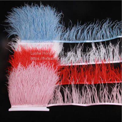 4-6inch Ostrich Feather Trims Colorful Fringe Ostrich Feathers Trimming for Clothes Decoration photo-3